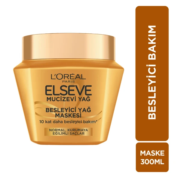 L'Oréal Paris Elseve Mucizevi Yağ Besleyici Saç Bakım Maskesi 300ml ürün görseli 1