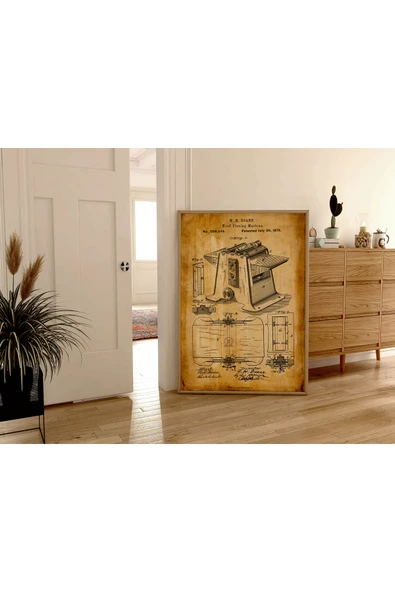 Pegziz Dekoratif Sanatsal Ahşap Planya Makinesi Patent Posteri 50x70cm. ürün görseli 1