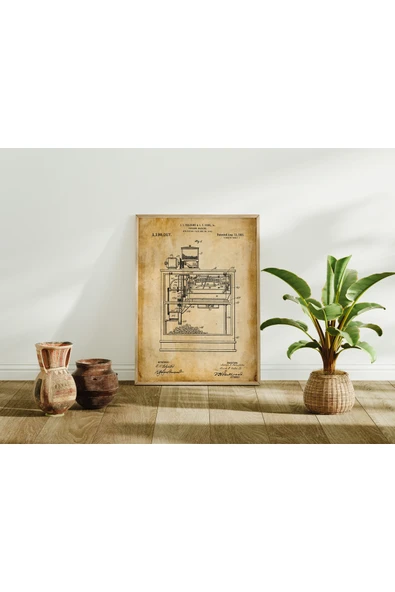 Pegziz Dekoratif Sanatsal Popcorn Makinesi Patent Posteri 60x90cm. ürün görseli 1