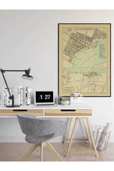 Pegziz Surinam Paramaribo Şehir Planı Haritası Sanatsal Duvar Dekorasyon Poster 60x90cm. ürün görseli 1