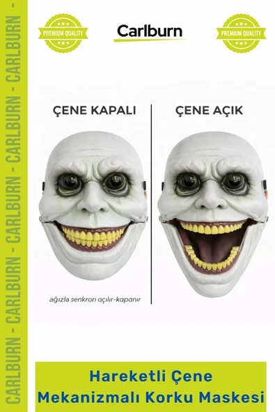 #Maske Gerçekçi Ürkütücü Halloween Kostüm Sahne Hareketli Çene Mekanizmalı Yeşil Korku Maskesi ürün görseli 1