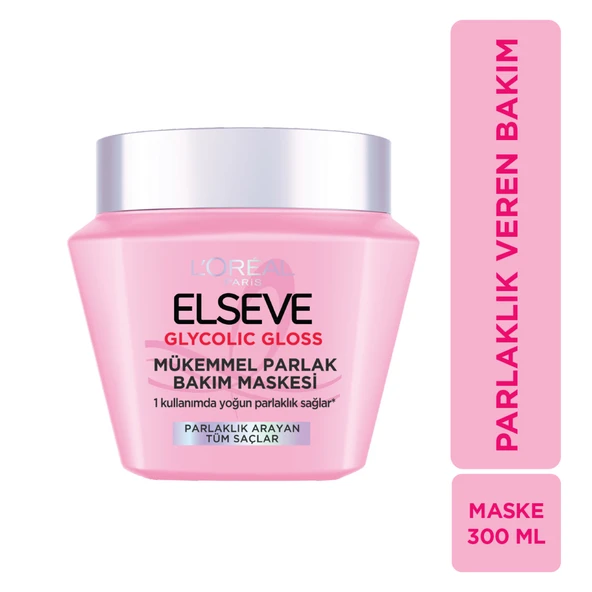 L'Oréal Paris Elseve Glycolic Gloss Mükemmel Parlaklık Veren Saç Bakım Maskesi 300ml ürün görseli 1