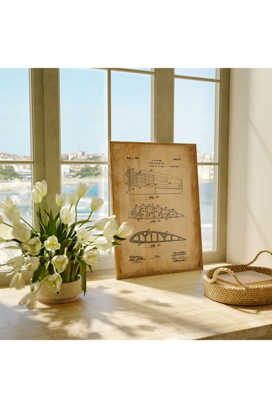 Pegziz Dekoratif Sanatsal Uçak Kanadı Patent Posteri 60x90cm. ürün görseli 1
