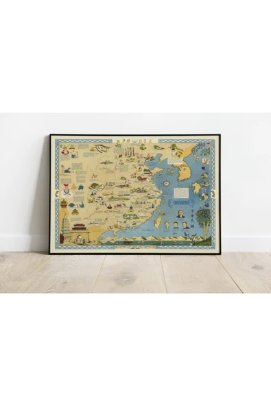 Pegziz Çin 1948 Haritası Sanatsal Duvar Dekorasyon Poster 60x90cm. ürün görseli 1