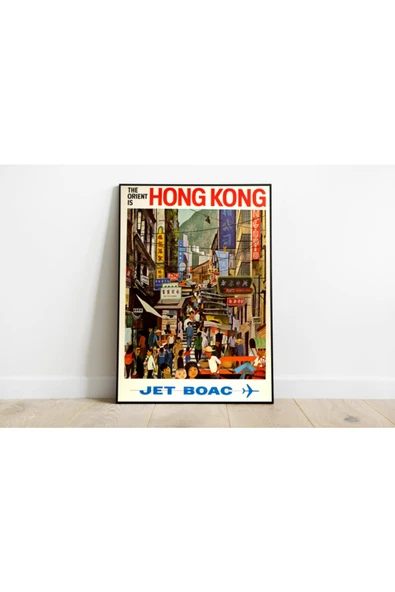 Pegziz Hong Kong Vintage Sanatsal Poster 50x70cm. ürün görseli 1
