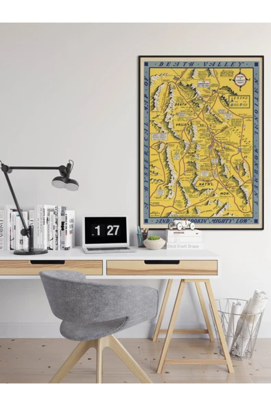 Pegziz Amerika Ölüm Vadisi Haritası Sanatsal Duvar Dekorasyon Poster 60x90cm. ürün görseli 1