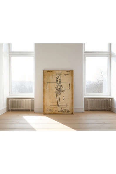 Pegziz Dekoratif Sanatsal Uçak Patent Posteri 60x90cm. ürün görseli 1