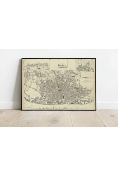 Pegziz Liverpool Haritası Sanatsal Duvar Dekorasyon Poster 60x90cm. ürün görseli 1