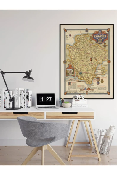 Pegziz Ingiltere Devonshire 1947 Haritası Sanatsal Duvar Dekorasyon Poster 60x90cm. ürün görseli 1