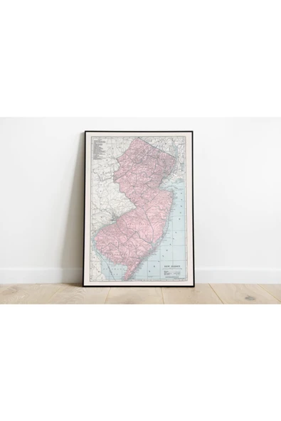Pegziz New Jersey 1948 Haritası Sanatsal Duvar Dekorasyon Poster 60x90cm. ürün görseli 1