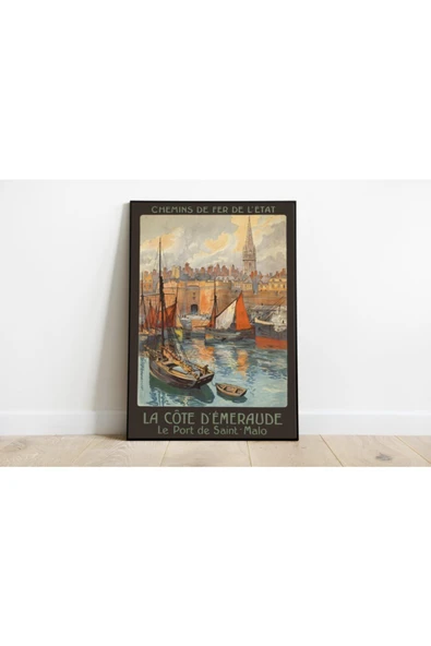 Pegziz Fransa Saint Malo Vintage Sanatsal Poster 50x70cm. ürün görseli 1