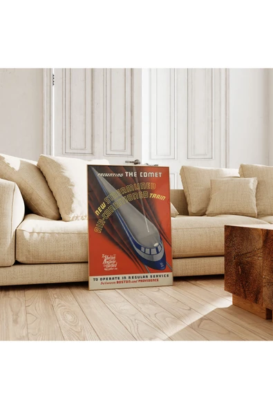 Pegziz Dekoratif Hızlı Tren Vintage Reklam Afişi Poster 60x90cm. ürün görseli 1