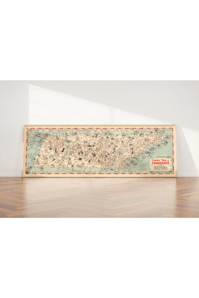 Pegziz Tennessee Haritası Sanatsal Duvar Dekorasyon Poster 60x90cm. ürün görseli 1