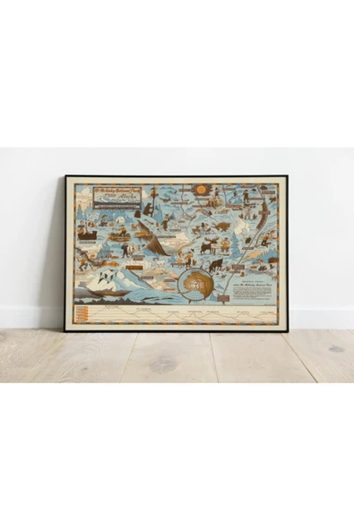 Pegziz Alaska 1937 Haritası Sanatsal Duvar Dekorasyon Poster 60x90cm. ürün görseli 1
