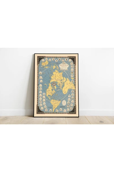 Pegziz Dünya Havacılık Tarihi 1942 Haritası Sanatsal Duvar Dekorasyon Poster 60x90cm. ürün görseli 1