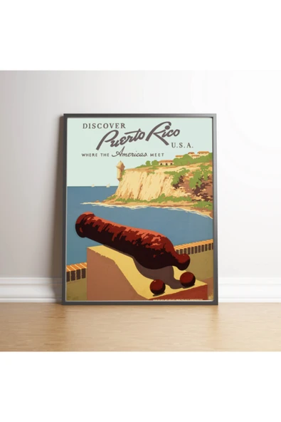 Pegziz Porto Rico Vintage Sanatsal Poster 50x70cm. ürün görseli 1