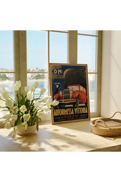 Pegziz Dekoratif Vintage Araba Reklam Afişi Poster 40x50cm. ürün görseli 1