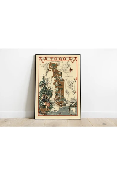Pegziz Togo Haritası Sanatsal Duvar Dekorasyon Poster 60x90cm. ürün görseli 1