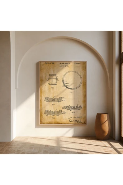 Pegziz Dekoratrif Sanatsal Viski Fıçısı Patent Posteri 50x70cm. ürün görseli 1