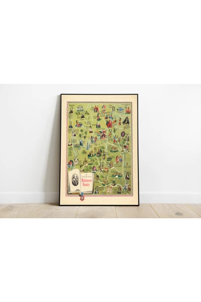 Pegziz Ingiltere Haritası Sanatsal Duvar Dekorasyon Poster 60x90cm. ürün görseli 1