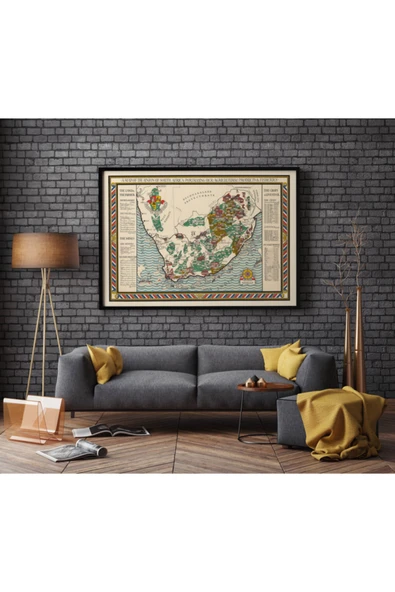 Pegziz Güney Afrika 1929 Haritası Sanatsal Duvar Dekorasyon Poster 60x90cm. ürün görseli 1