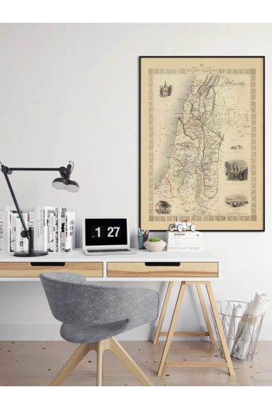 Pegziz Filistin 1851 Haritası Sanatsal Duvar Dekorasyon Poster 60x90cm. ürün görseli 1