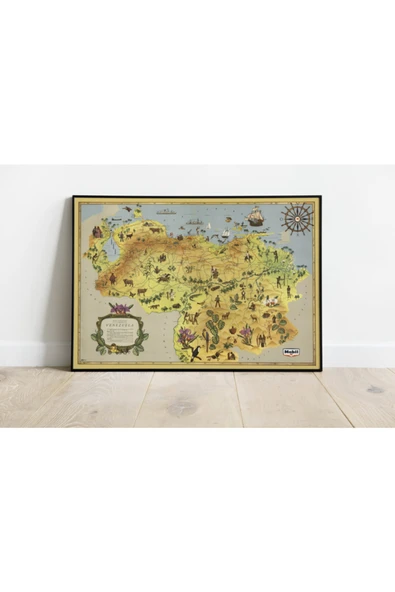 Pegziz Venezuela Haritası Sanatsal Duvar Dekorasyon Poster 60x90cm. ürün görseli 1