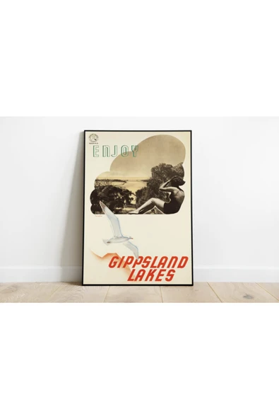 Pegziz Avustralya Gippsland Lake Vintage Sanatsal Poster 60x90cm. ürün görseli 1