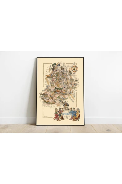 Pegziz Fransa Auvergne Bölgesi Haritası Sanatsal Duvar Dekorasyon Poster 60x90cm. ürün görseli 1