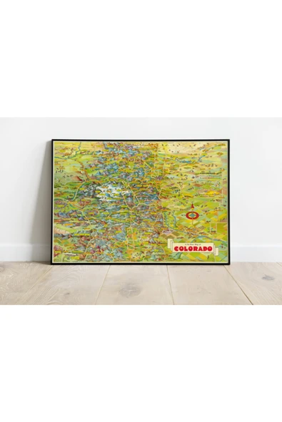 Pegziz Colorado Eyaleti Eski Haritası Sanatsal Duvar Dekorasyon Poster 60x90cm. ürün görseli 1