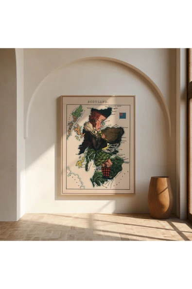 Pegziz Iskoçya Haritası Duvar Dekorasyon Posteri 60x90cm. ürün görseli 1