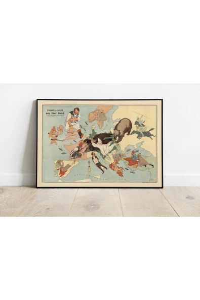 Pegziz Avrupa 1. Dünya Savaşı 1914 Propaganda Haritası Sanatsal Duvar Dekorasyon Poster 60x90cm. ürün görseli 1