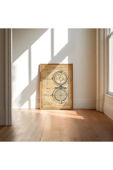Pegziz Dekoratif Sanatsal Waffle Makinesi Patent Posteri 60x90cm. ürün görseli 1