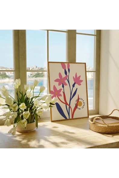 Pegziz Sanatsal Çiçek Duvar Dekor Posteri 60x90cm. ürün görseli 1