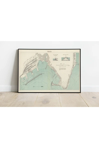 Pegziz Italya Tireste Eski Şehir Haritası Sanatsal Duvar Dekorasyon Poster 60x90cm. ürün görseli 1