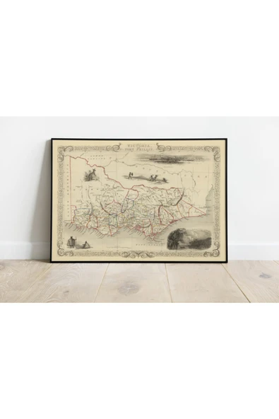 Pegziz Avustralya Victoria Haritası Sanatsal Duvar Dekorasyon Poster 60x90cm. ürün görseli 1