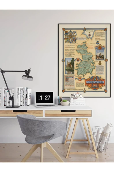 Pegziz Ingiltere Cambridgeshire 1947 Şehir Planı Haritası Sanatsal Duvar Dekorasyon Poster 60x90cm. ürün görseli 1