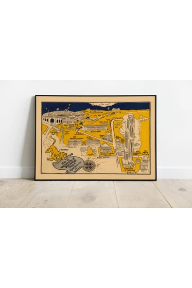 Pegziz Pittsburgh Üniversitesi Haritası Sanatsal Duvar Dekorasyon Poster 60x90cm. ürün görseli 1