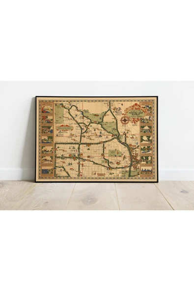 Pegziz Kansas City Missouri Haritası Sanatsal Duvar Dekorasyon Poster 60x90cm. ürün görseli 1