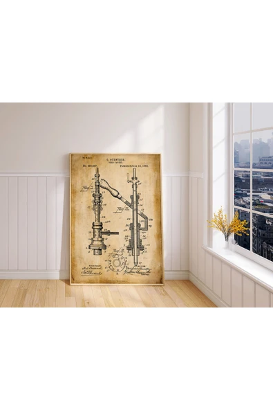 Pegziz Dekoratif Sanatsal Bira Sifonu Patent Posteri 60x90cm. ürün görseli 1