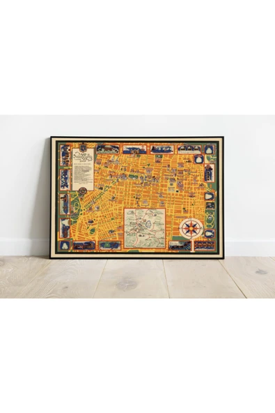 Pegziz Meksika 1935 Haritası Sanatsal Duvar Dekorasyon Poster 60x90cm. ürün görseli 1