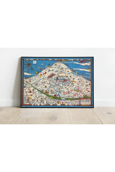 Pegziz Amerika Hood Dağı Haritası Sanatsal Duvar Dekorasyon Poster 60x90cm. ürün görseli 1