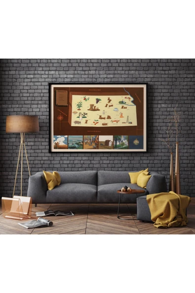 Pegziz Amerika Kansas Eyaleti Eski Haritası Sanatsal Duvar Dekorasyon Poster 60x90cm. ürün görseli 1