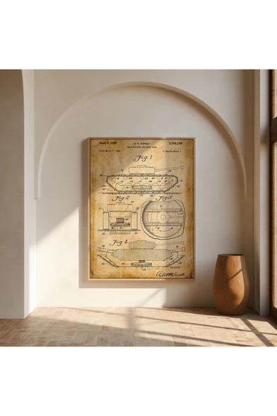 Pegziz Dekoratif Sanatsal Askeri Tank Patent Posteri 60x90cm. ürün görseli 1