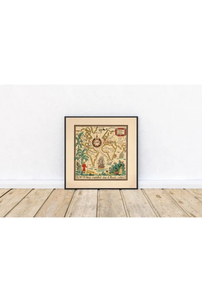 Pegziz Dünya Haritası Sanatsal Duvar Dekorasyon Poster 60x60cm. ürün görseli 1