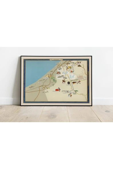 Pegziz Israil Beeri Haritası Sanatsal Duvar Dekorasyon Poster 60x90cm. ürün görseli 1