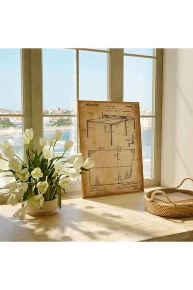 Pegziz Dekoratif Sanatsal Pinpon Masası Patent Posteri 50x70cm. ürün görseli 1