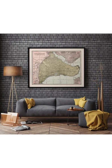 Pegziz Istanbul 1901 Şehir Planı Haritası Sanatsal Duvar Dekorasyon Poster 60x90cm. ürün görseli 1