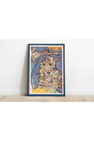 Pegziz Michigan 1932 Haritası Sanatsal Duvar Dekorasyon Poster 60x90cm. ürün görseli 1