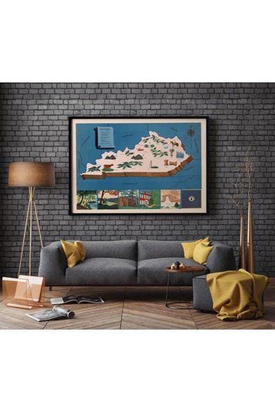 Pegziz Amerika Kentucky Eyaleti Eski Haritası Sanatsal Duvar Dekorasyon Poster 60x90cm. ürün görseli 1